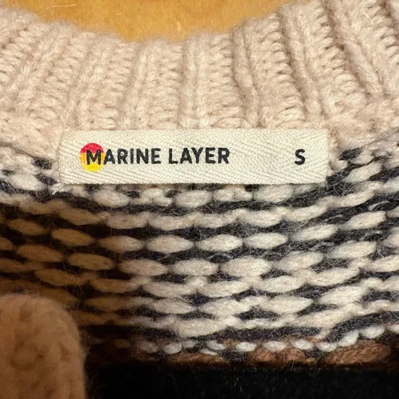 Marine Layer Cream and Brown Patterned Cardigan - Small - Picture 3 of 6